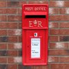 Royal Mail Post Box with Floor Stand ER Cast Iron Wall Mounted Wedding Authentic Pillar Replica Lockable Post Office Letter Box Red