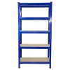 T-Rax Pack of 2 Garage Shelving Units - 5 Tier Heavy Duty Rack for Storage Steel Utility Shelves | Metal & MDF Boltless Racking Assembly System | 150cm x 75cm x 30cm | 175KG Per Shelf, Blue