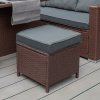 Rattan Corner Dining Set Outdoor Garden Furniture Brown 9-Seater L Shape Sofa Stools Tempered Glass Table UV Protected Waterproof Grey Seat Back Cushions Patio Conservatory Lounge FREE Rain Cover