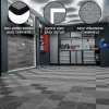 Vented Modular Interlocking Flooring Tiles & Edges 120 x Grey Single Garage Heavy Duty Floor Mat Showroom Workshop Outdoor Polypropylene Anti Slip Weather Resistant Drainage Channels 3.2m x 6m 19.2m2