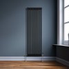 Traditional 3 Column Radiator 1800mm x 472mm Modern Central Heating Heater Matt Black Carbon Steel Vertical Wall Mounted Kitchen Living Room Bathroom Cleaning Brush Fixing Kit & Brackets