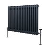 Traditional 2 Column Radiator 600mm x 832mm Modern Central Heating Heater Anthracite Matt Grey Carbon Steel Horizontal Wall Mounted Kitchen Living Room Bathroom Cleaning Brush Fixing Kit & Brackets