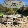 3m Cantilever Garden Parasol Banana Hanging Umbrella Winding Crank Shade Patio Outdoor Sun Shade Tilt UV Protection | Cream Square Base