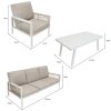 Aluminium 4 Piece Sofa Set with Black Rattan Storage Box - White