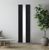 Flat Panel Radiator With Mirror 1800mm x 565mm Modern Designer Double Column Vertical Heater Matt Black Carbon Steel Wall Mounted Kitchen Living Room Cleaning Brush Fixing Kit & Brackets