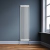 Traditional 3 Column Radiator 1800mm x 382mm Modern Central Heating Heater Gloss White Carbon Steel Vertical Wall Mounted Kitchen Living Room Bathroom Cleaning Brush Fixing Kit & Brackets