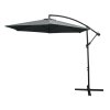 3m Cantilever Garden Parasol Banana Hanging Umbrella Winding Crank Shade Patio Outdoor Sun Shade Tilt UV Protection | Grey Square Base