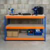 Garage Workbench S-Rax Additional Shelf 180cm x 60cm Workstation Heavy Duty Steel Chipboard 300kg Capacity Adjustable Layout Boltless Assembly 3 Reinforced Support Bars Warehouse