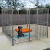 Dog Run Panels With Door Galvanised Steel Kennel Heavy Duty Walk In Animal Enclosure Pen Fence Playpen Outdoor Support Bar 8cm Bar Spacing 1.84m x 1m Modular FREE Ground Fixing Brackets & Fixing Kit
