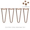 4Pcs Hairpin Table Legs Heavy-duty DIY Furniture Metal Steel Sturdy Industrial With FREE Screw Pack And FREE Protector Feet Antique Copper 2 Prong Rods 12 Inch Height 10mm Thickness