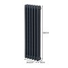 Traditional 3 Column Radiator 1500mm x 292mm Modern Central Heating Heater Matt Anthracite Grey Carbon Steel Vertical Wall Mounted Kitchen Living Room Bathroom Cleaning Brush Fixing Kit & Brackets