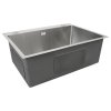Kitchen Sink Stainless Steel Square Brushed Premium Handmade Satin Finish Commercial Single Bowl With Strainer Plug & Waste Pipe Set