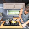 Campervan Overhead Cabinet 2 Door Top Locker Central Divider Camper Van Furniture Storage Lightweight Solid Birch Plywood Unpainted Soft Close Hinges Push Button Locks Pre Drilled Holes Fixing Kit