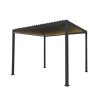 Metal Pergola With LED Lights 3m x 3m Adjustable Canopy Roof Powder Coated Aluminium Outdoor Garden Gazebo Sun Rain Shelter Patio Deck Drainage Weather Resistant Tools & Ground Bolts Grey