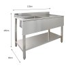 6ft Stainless Steel Catering Bench & 2 Wall Mounted Shelves Commercial Kitchen Work Prep Table Worktop Backsplash 2 Tier Adjustable Heavy Duty Corrosion Resistant FREE Microfibre Cloths & Fixing Kit