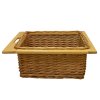 Pull out Wicker Basket Drawer 500mm Kitchen Storage Solution Larder Base Unit Cupboard with Handle Rustic Beech Wood Farmhouse Style 100% Handmade Rattan FREE Fixing Kit Included – Brown