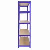 1 x Corner Garage Racking Unit & 4 x Single Racking Storage Units / 5 T-Rax Blue Steel & MDF Shelves / 6925kg capacity / 265kg per shelf / Free Rubber Mallet