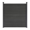 Composite Fence Panels, Angled Piece & LED Posts 6ft x 20ft - Grey