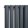 Oval Column Radiator 1600mm x 480mm Modern Designer Double Panel Central Heating Heater Matt Grey Carbon Steel Vertical Kitchen Living Room Bathroom FREE Cleaning Brush Fixing Kit & Brackets