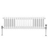 Traditional 3 Column Radiator 300mm x 1012mm Modern Central Heating Heater Gloss White Carbon Steel Horizontal Wall Mounted Kitchen Living Room Bathroom Cleaning Brush Fixing Kit & Brackets