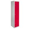 MonsterShop 3 x Red 3 Door Metal Storage Lockers, Blue & Grey Steel Lockable Unit, Gym Changing Room School Staff Locker