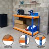 Garage Workbench S-Rax 2 Shelf 90cm x 60cm x 90cm Workstation Heavy Duty Steel Chipboard 300kg Capacity Per Shelf Adjustable Layout Boltless Assembly Rubber Feet Reinforced Support Bar Warehouse
