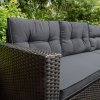 Rattan Corner Dining Set & Garden Storage Box Black 9-Seater L Sofa Stools Glass Table Large Cushion Furniture Chest 582L Outdoor Patio Steel Frame UV Resistant FREE Waterproof Carry Bag & Rain Cover
