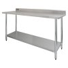 Prep Table With Single Over-Shelf Commercial Heavy Duty Work Bench Kitchen Prep-table Stainless Steel Commercial Home Preparation Worktop Work-table 6ft