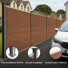 Composite Fence Panels, Angled Piece & LED Posts 6ft x 49ft - Brown