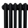 Traditional 3 Column Radiator 1800mm x 562mm Modern Central Heating Heater Matt Black Carbon Steel Vertical Wall Mounted Kitchen Living Room Bathroom Cleaning Brush Fixing Kit & Brackets