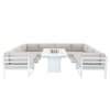 Modular Garden Furniture Set With Fire Pit - White