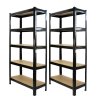 75cm Wide Racking Garage Storage Shelving Heavy Duty 5 Tier Shelf Unit 75cm x 30cm x 150cm (2, Black)