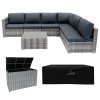 Rattan Modular 7 Piece Furniture Set & 700L Storage Box - Grey