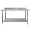 KuKoo 5ft Food Preparation Kitchen Catering Table, Stainless Steel, 250kg Capacity