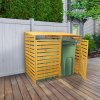 Double Wheelie Bin Storage Shed Store Hideaway Wooden Dustbin Trash Cupboard Outdoor Timber Cover Hinged Lid Lockable Latched Chain Recycling Garden FREE Fixing Kit 122cm (H) x 149cm (W) x 92.5cm (D)