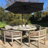 3m Cantilever Garden Parasol Banana Hanging Umbrella Winding Crank Shade Patio Outdoor Sun Shade Tilt UV Protection | Black Square Base