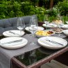 Rattan Corner Dining Set Outdoor Garden Furniture Brown 9-Seater L Shape Sofa Stools Tempered Glass Table UV Protected Waterproof Grey Seat Back Cushions Patio Conservatory Lounge FREE Rain Cover