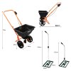 Lawn Leveller & Rotary Spreader Gritter Fertiliser Garden Levelling Rake Lute 50cm x 32cm Green Removable Extendable Handle Salt Grit Sand Seed Rain Cover & Gloves