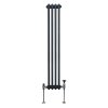 Traditional 3 Column Radiator 1500mm x 202mm Modern Central Heating Heater Matt Anthracite Grey Carbon Steel Vertical Wall Mounted Kitchen Living Room Bathroom Cleaning Brush Fixing Kit & Brackets