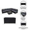 Rattan Modular 7 Piece Furniture Set & 996L Storage Box - Black