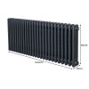 Traditional 3 Column Radiator 600mm x 1192mm Modern Central Heating Heater Matt Anthracite Grey Carbon Steel Horizontal Wall Mounted Kitchen Living Room Bathroom Cleaning Brush Fixing Kit & Brackets