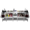 Twin Cocktail Bar Station Free-Standing Stainless Steel Insulated Ice Well Sink 360 Mixer Tap Glass Refresher Drip Tray Blender Shelf Speed Rail Shelves Gastro Pots Knife Holder FREE Boston Shaker
