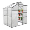 Greenhouse Polycarbonate, Clear, Aluminium Frame, Silver, Growhouse with Window & Sliding Door 6ft x 4ft