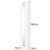 Oval Panel Radiator With Mirror 1800mm x 500mm Modern Designer Double Column Vertical Heater Gloss White Carbon Steel Wall Mounted Kitchen Living Room Cleaning Brush Fixing Kit & Brackets