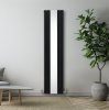 Flat Panel Radiator With Mirror 1800mm x 425mm Modern Designer Double Column Vertical Heater Matt Black Carbon Steel Wall Mounted Kitchen Living Room Cleaning Brush Fixing Kit & Brackets