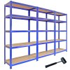 Monster Racking T-Rax Metal Storage Shelves, Blue, 90cm W, 45cm D, Set of 3