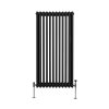 Traditional 3 Column Radiator 1500mm x 562mm Modern Central Heating Heater Matt Black Carbon Steel Vertical Wall Mounted Kitchen Living Room Bathroom Cleaning Brush Fixing Kit & Brackets