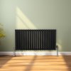 Oval Column Radiator 600mm x 1200mm Modern Designer Double Panel Central Heating Heater Matt Black Carbon Steel Horizontal Kitchen Living Room Bathroom FREE Cleaning Brush Fixing Kit & Brackets