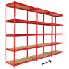 Pack of 3 Garage Shelving Unit - 5 Tier Heavy Duty Rack for Storage Steel Utility Shelves | Metal & MDF Boltless Racking Assembly System Capacity 5400KG + FREE Rubber Mallet