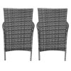 Garden Outdoor Rattan Bistro Set Furniture 3 PCs Patio Weave Companion Chair Table Set Conservatory Balcony 2 Seater Grey FREE Rain Cover